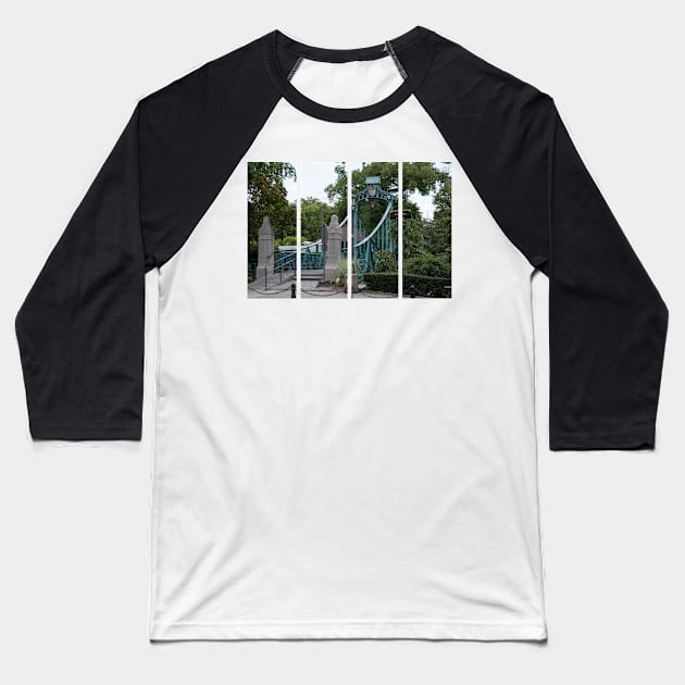 Opole, Poland:  The famous Green Bridge. Walking around the center. Sunny summer day. Opole Voivodeship. Baseball T-Shirt by fabbroni-art